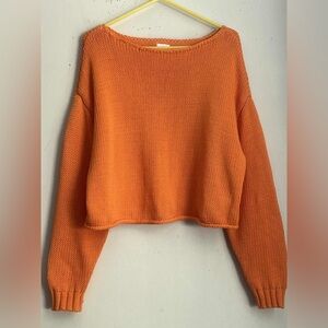 Aerie Vibrant Orange Scoop Neck Sweater